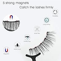 Vista 4 de Alcastar - Pestañas magnéticas con kit de delineador de ojos, pestañas magnéticas de aspecto natural, reutilizables, de larga duración, fáciles