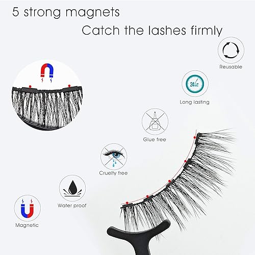 Miniatura 4 de Alcastar - Pestañas magnéticas con kit de delineador de ojos, pestañas magnéticas de aspecto natural, reutilizables, de larga duración, fáciles de