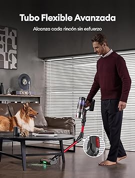 Ultenic U16 Flex Aspiradora sin Cable Potente 50Kpa/550W, 60Mins, Aspirador Escoba Vertical con Tubo Flexible, Limpia el Fondo de los Muebles sin Agacharse, Antienredo, para Alfombra/Pelos de Mascota4