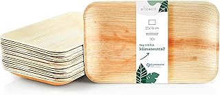 Wiseware Palmblatt Teller - 50 Stück Einwegteller rechteckig 23 x 16 cm - biologisch abbaubares Palmblattgeschirr - kompostierbares Partygeschirr - Bio Einweggeschirr