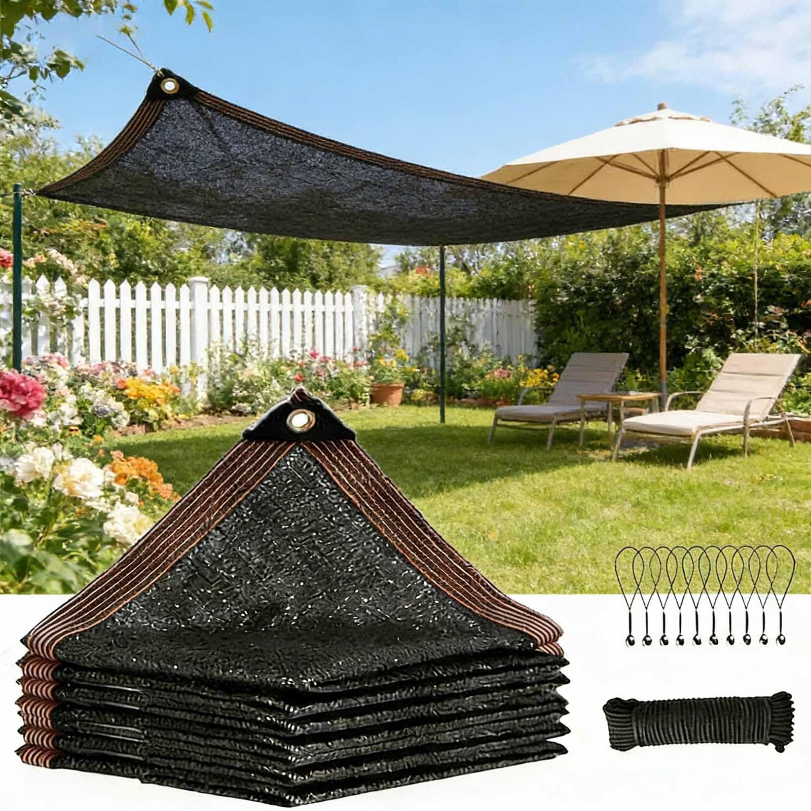 Malla de Sombra Negra (3,9 x 5,8 m) – 80% de protección UV, Lona de jardín, Malla de Sombra para Patio, Invernadero, Plantas de jardín.