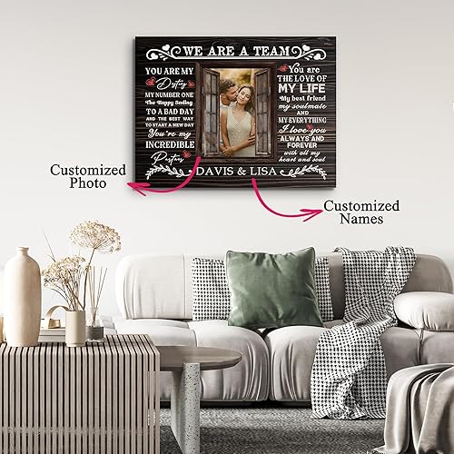 Miniatura 33 de Hetano Lienzo personalizado para pared, diseño único para el día de San Valentín, aniversario, boda, regalo de cumpleaños para parejas, marido