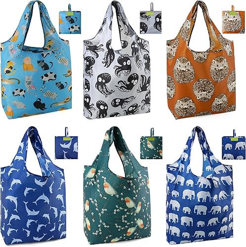 Vista 46 de BeeGreen Bolsas de compras plegables reutilizables con asas, paquete de 12 bolsas de tela de poliéster resistente, bolsas grandes reutilizables