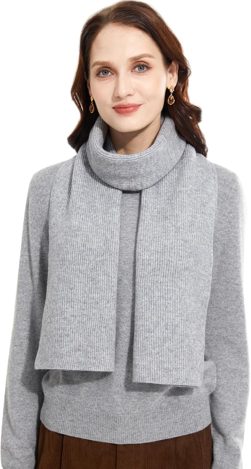 Elegant 100% Cashmere Scarf for Women Luxury Warm Scarves with Gift Box Grey - Image 5