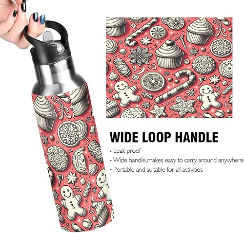 Miniatura 4 de Playful Cupcakes Insulated Stainless Steel Water Bottle with Straw 32 Oz, BPA-Free Sport Water Bottle Leakproof Water Bottles
