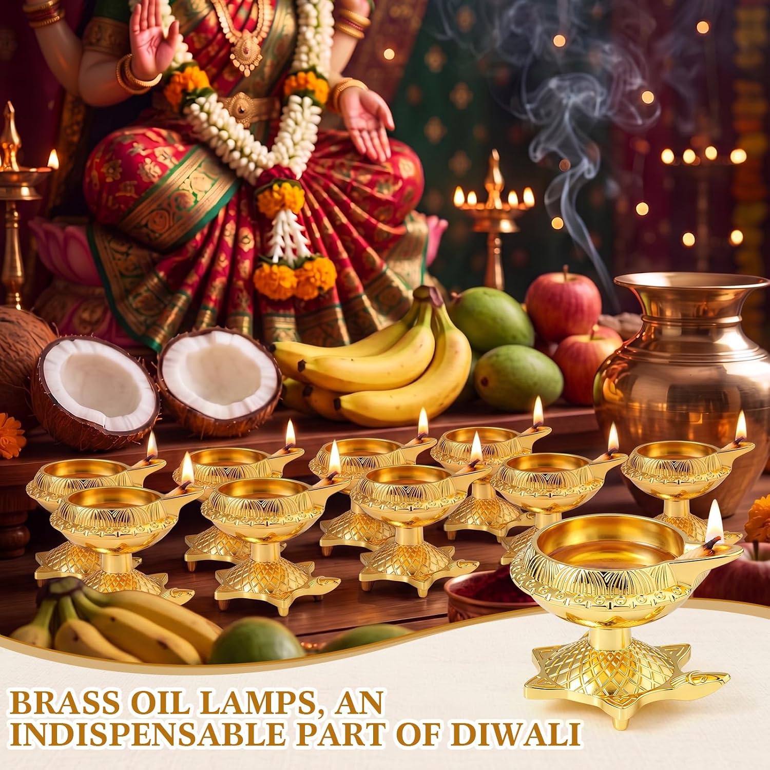 10 Pcs Kuber Brass Diya Diwali Indian Return Gifts for Pooja