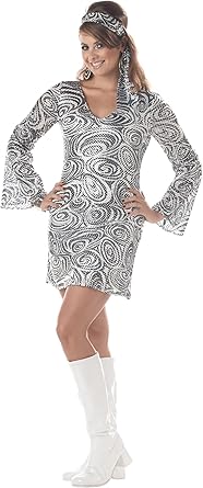 silver 70s disco dress