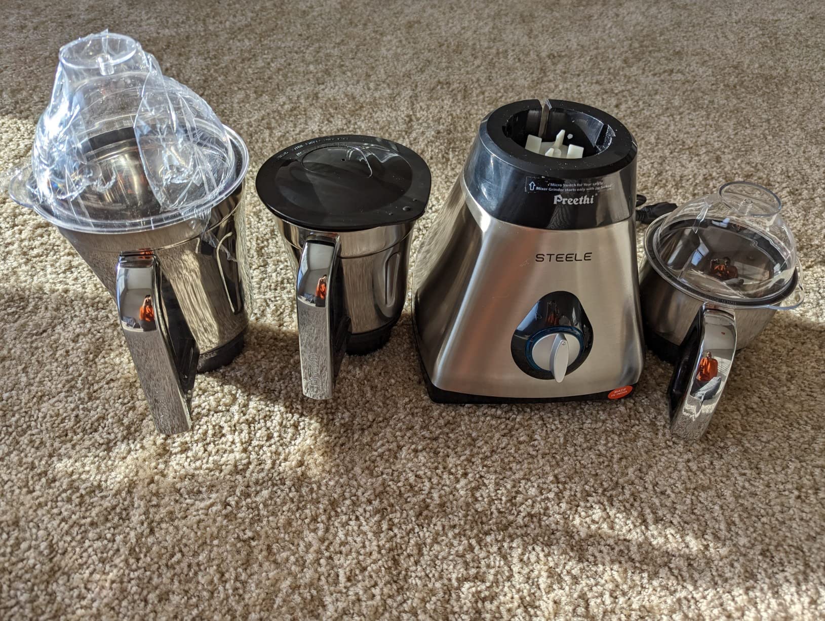 Preethi Steele 3-Jar Mixer Grinder, 550-Watt, Silver Tunisia | Ubuy