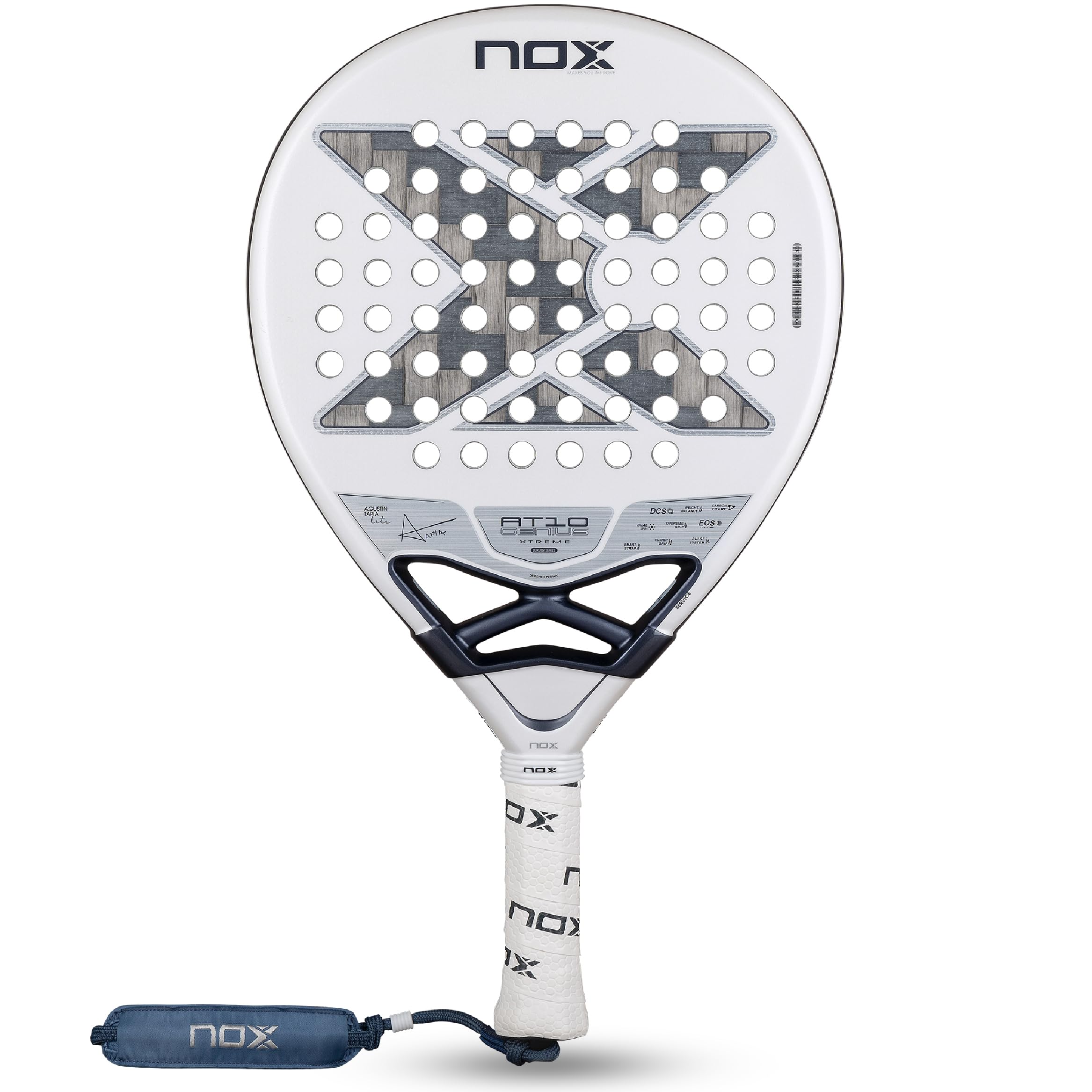 NOX Padel Racket Agustin Tapia AT10 Genius 12K Xtrem Lite 2026 Pala Padel | Pala Padel with Weight Balance System, 12K Alum Carbon Face, HR3 White Eva Core | EOS Tunnel Agility, Custom Grip, Dual Spin