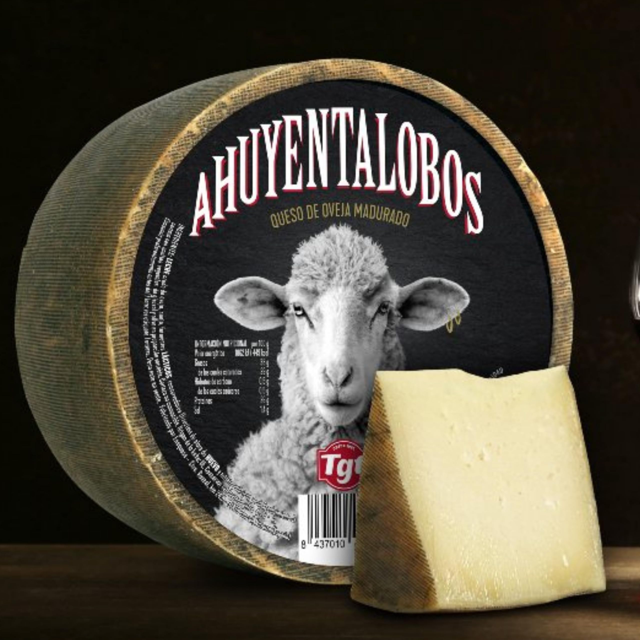 Queso de Oveja Curado Ahuyentalobos - Exquisito Queso Viejo de Oveja Madurado 8 Meses - Elaborado con Leche Cruda - Peso Aproximado 1 Kilo