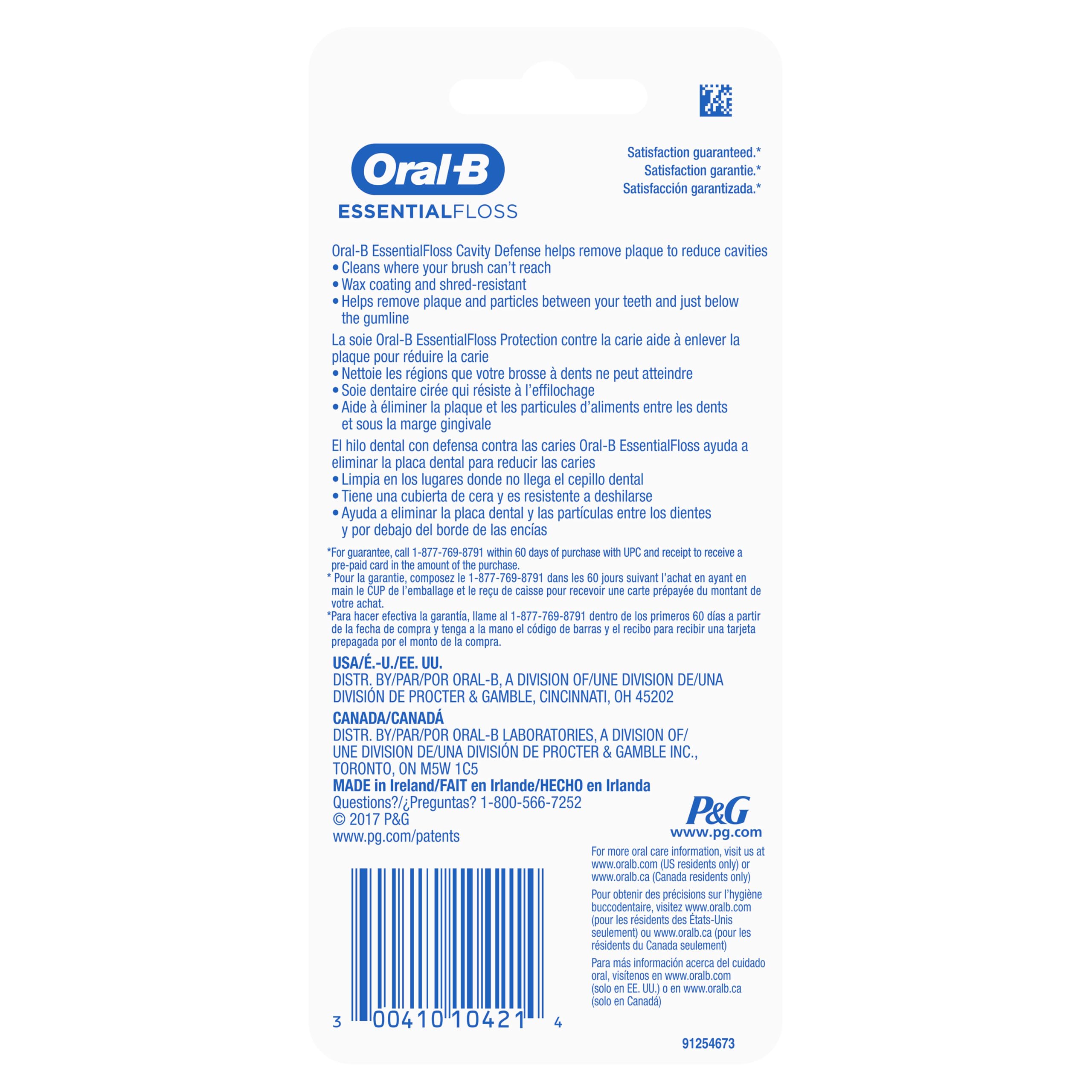Oral-B EssentialFloss - Hilo dental para defensa de cavidades, 50 m, paquete de 2