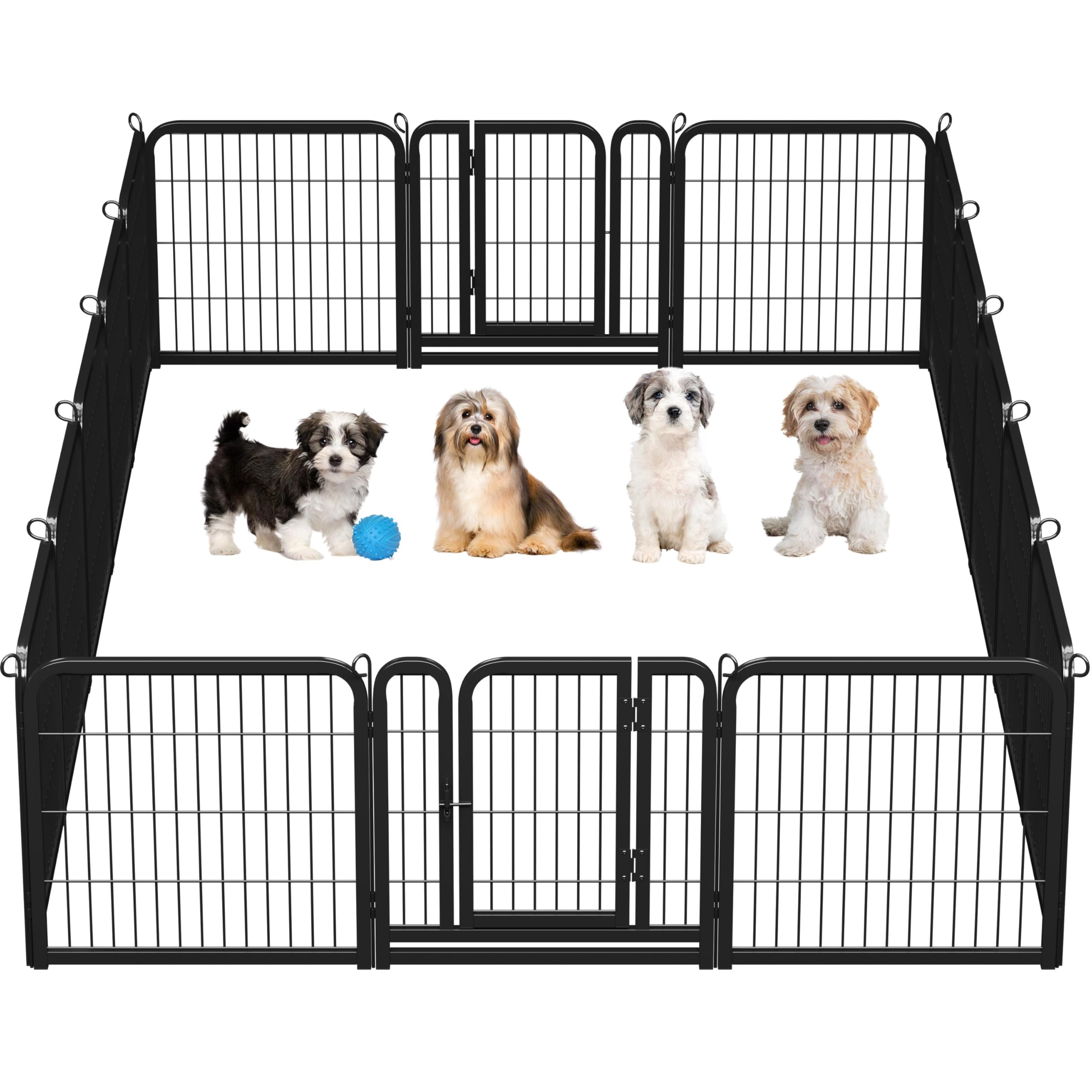 Abician Parc pour Chien en Métal 16 Panneaux avec Porte 60 cm Noir