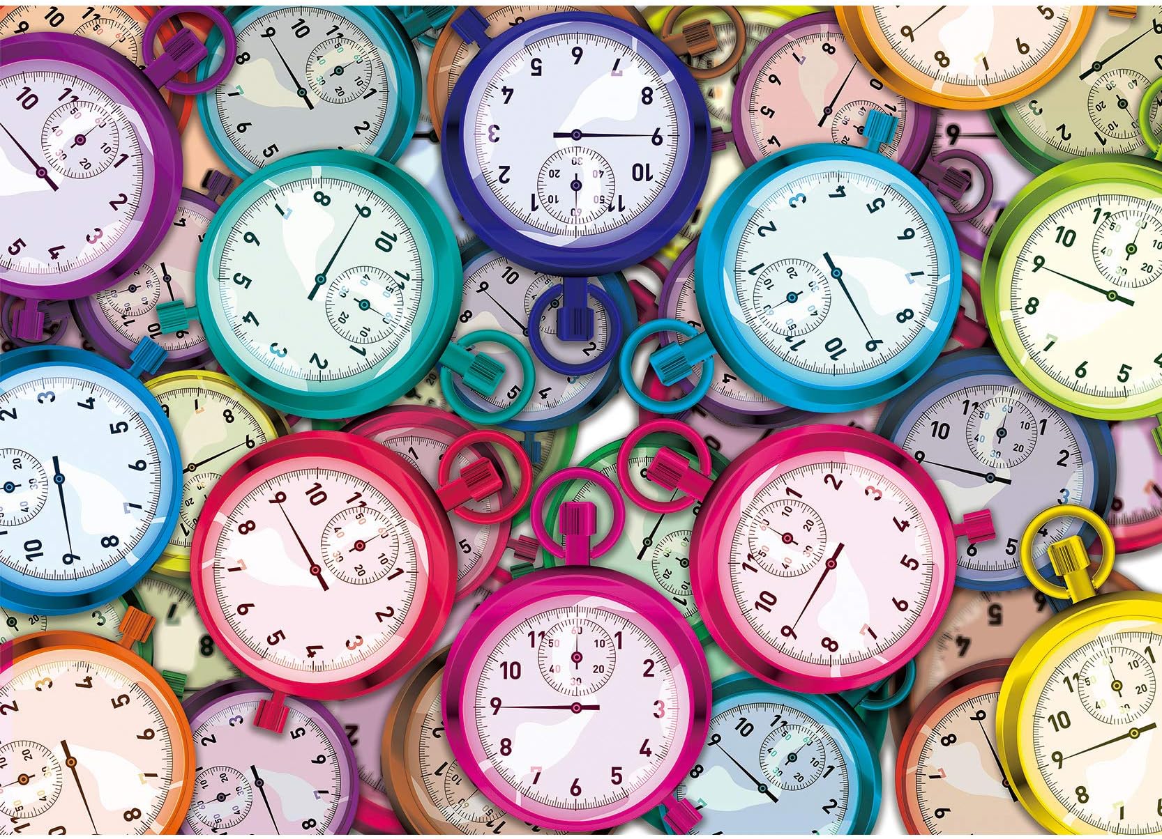 BgraamiensPuzzle-Stopwatch-1000 Pieces Creative Colorful Stopwatches Color and Numbers Challenge Jigsaw Puzzle
