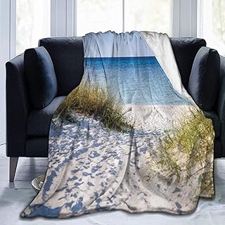 VINISATH Franela Manta para Cama Sofá Silla,Camino a la Playa,Cielo despejado,arbustos,pastos,ventoso,Soleado,día,pacífico,golfo de méxico,Imagen,Cálida,Cómoda Y Duradera 153x204cm
