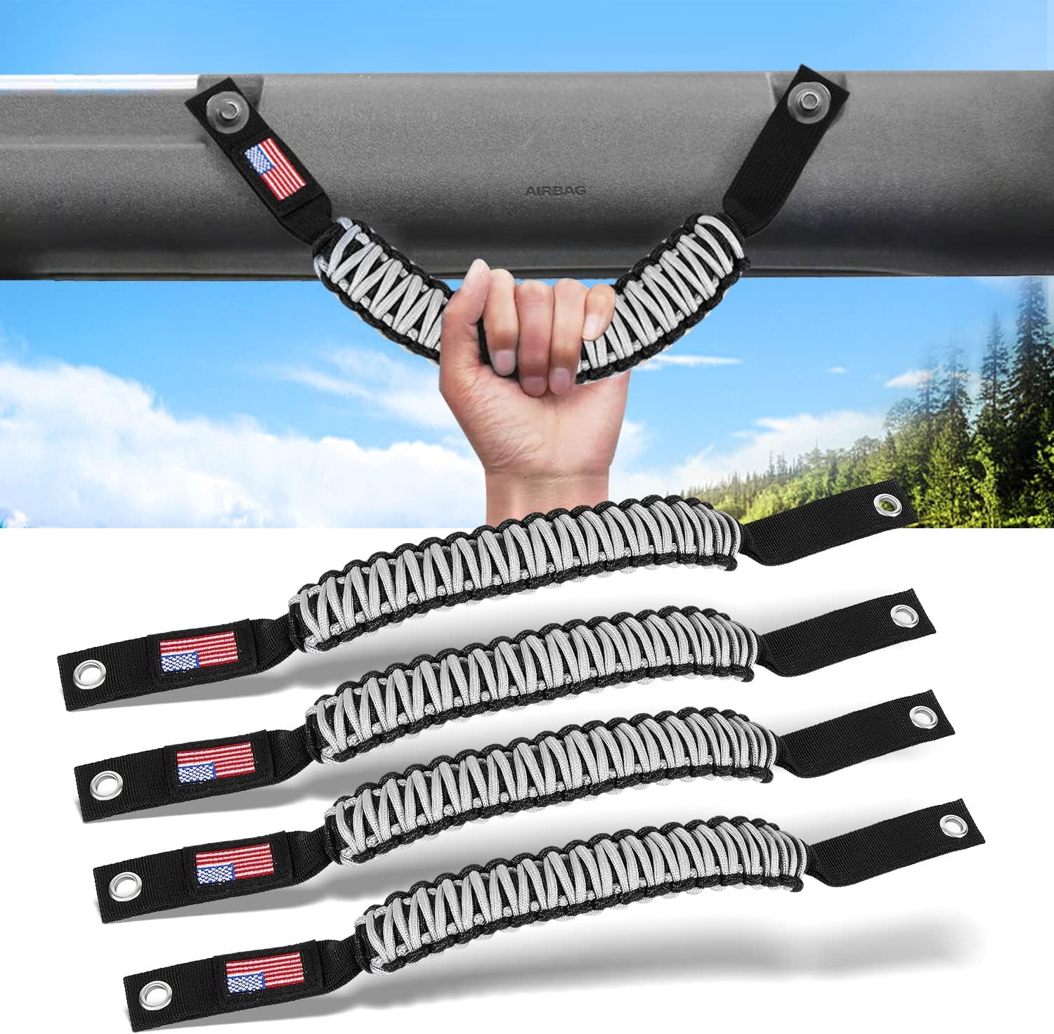 sixcow 4 Pack for Ford Bronco Roll Bar Grab Handles