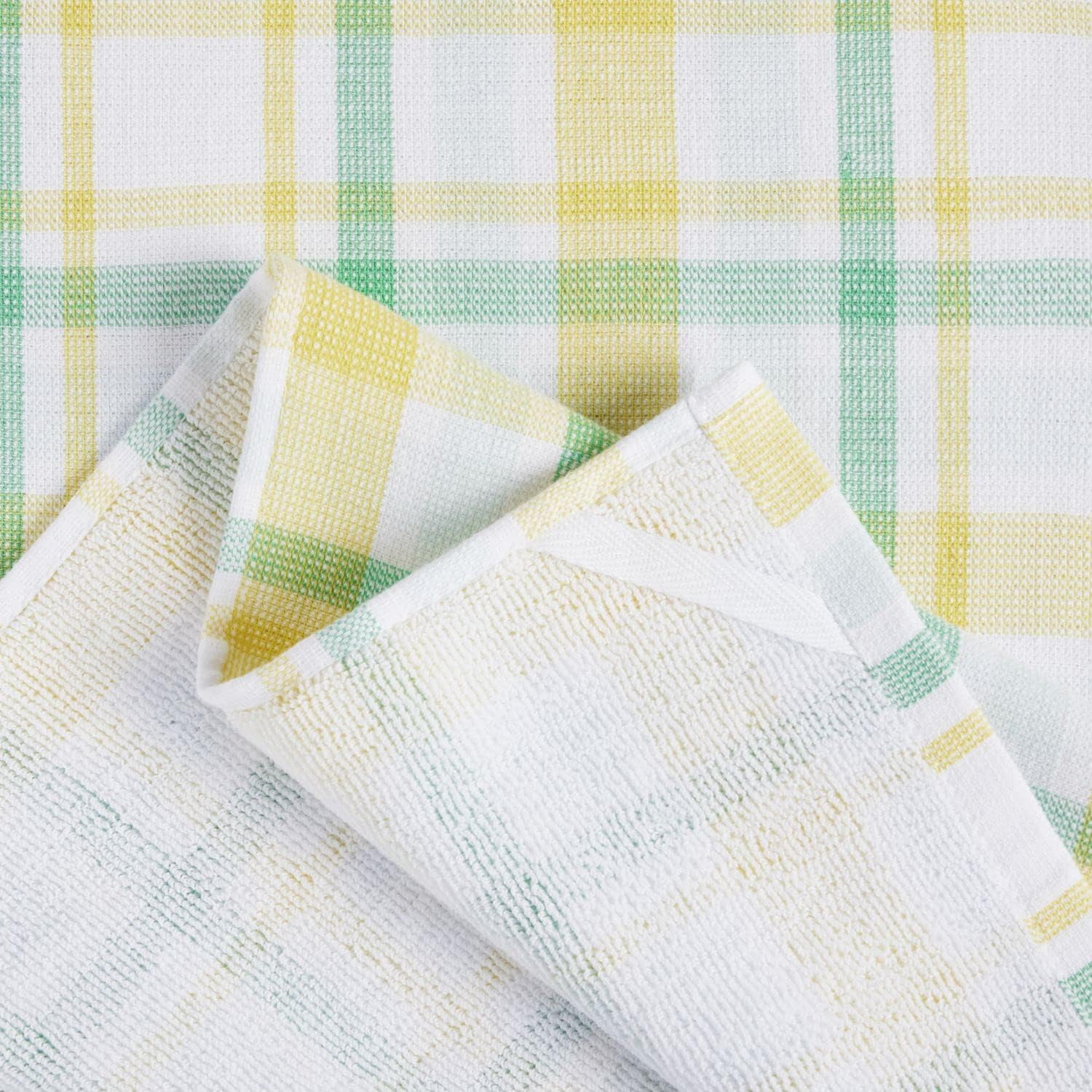 Yellow Plaid Cotton Kitchen Towel 2-Pack Set