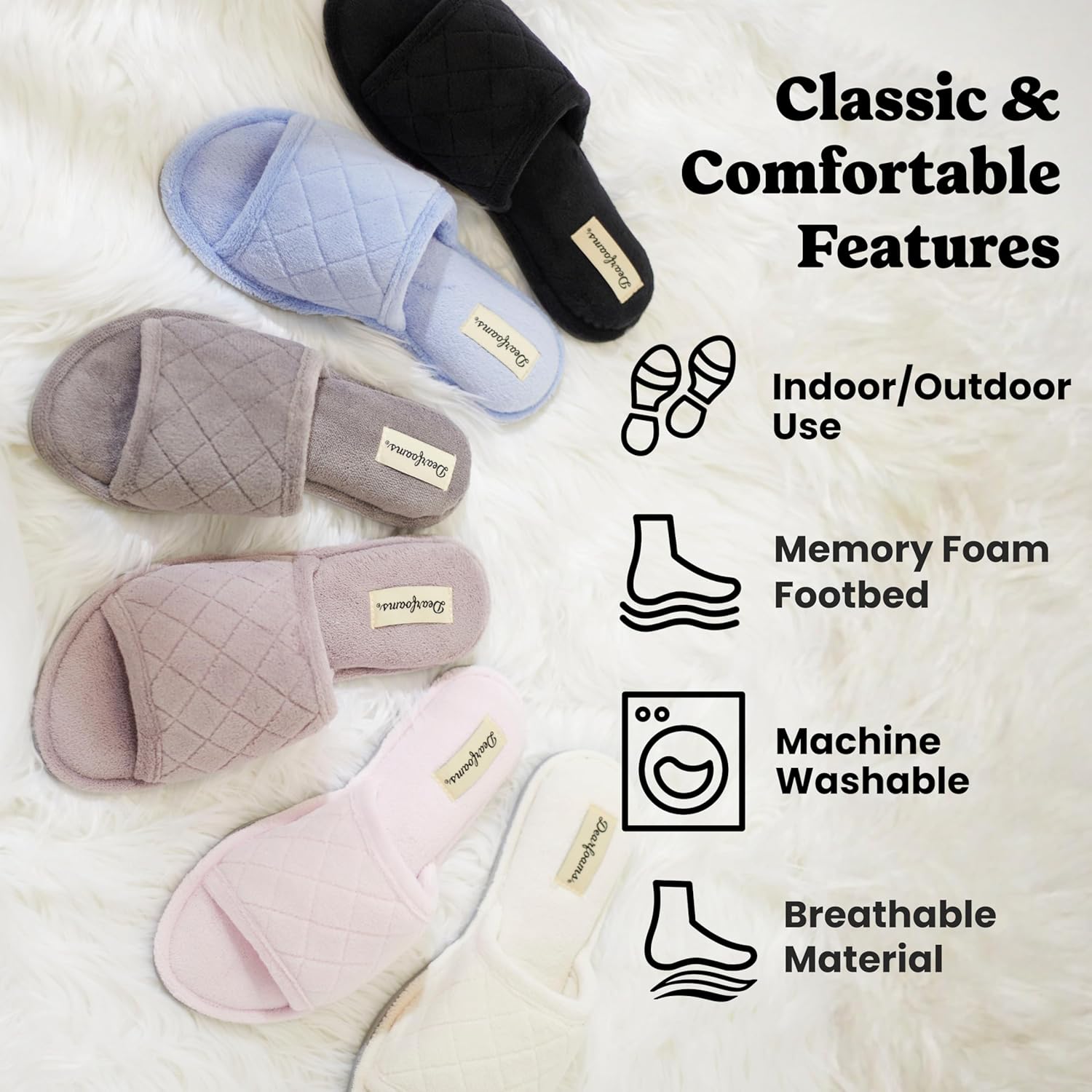 Dearfoams womens Slipper Memory Foam Summer House Shoe Beatrice Terry Slide - Image 6