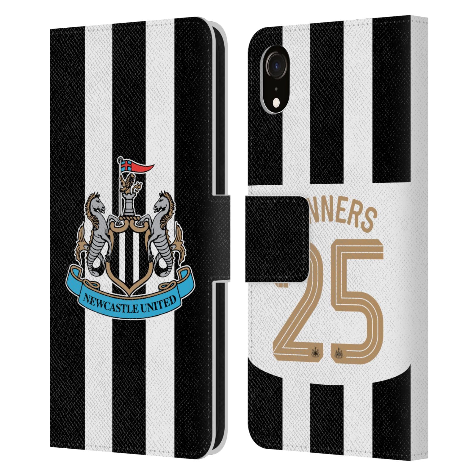 Head Case Designs Officially Licensed Newcastle United Football Club Home Kit 2025 Cup Winners Leather Wallet Case Compatible With Apple iPhone XR