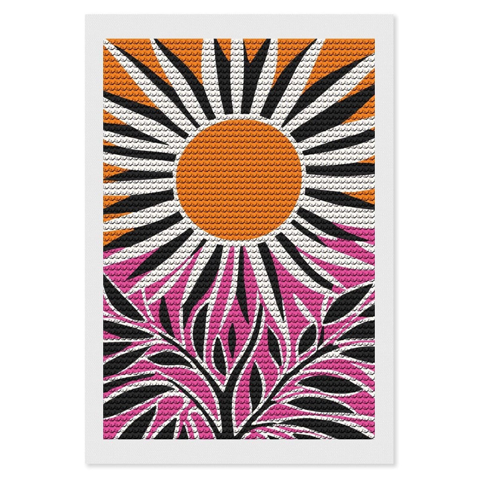 Junmoney Eclectic Nature Art Diamond Art Kit 8"x12", Neat Printed Canvas, Finish and Display, Relaxing DIY Hobby, Living Room Decor