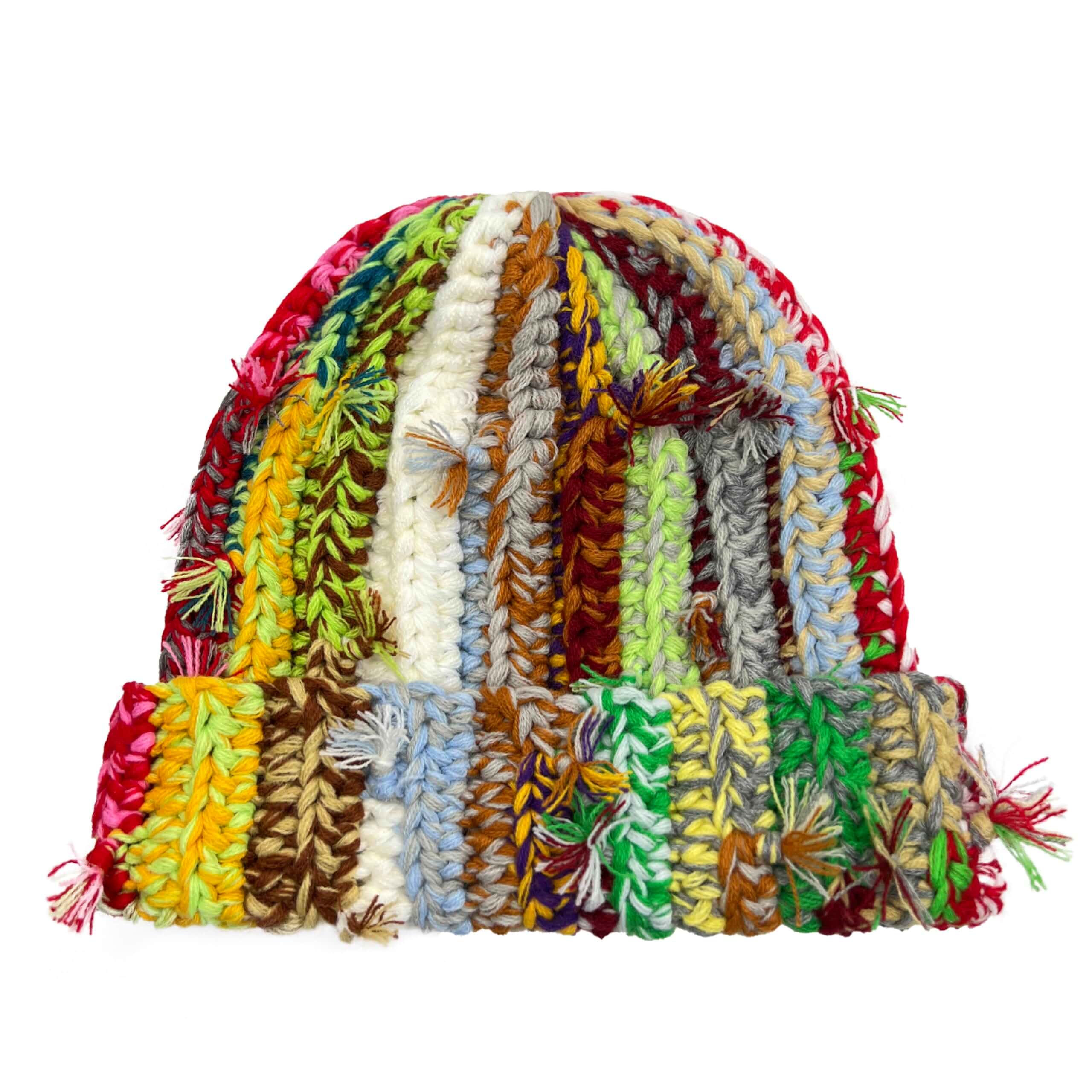 Hshsclth Womens Chunky Crochet Beanie Casual Cuffed Winter Hat with Boho Tassel Knot