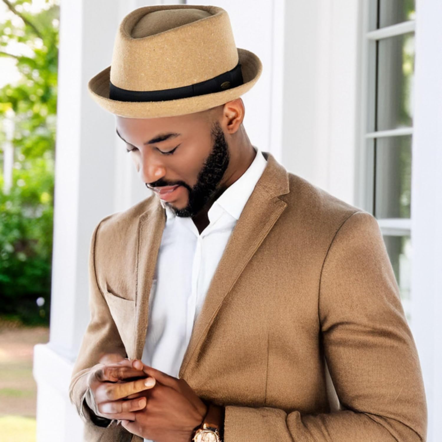 Funky Junque Porkpie Fedora Hats for Men – Classic Wool Blend Trilby Dress Hat, Short Brim Fedoras for Formal & Casual Wear - Image 2