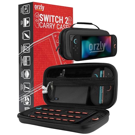 Carry Case for Nintendo Switch 2 (2025) Hard Shell Travel Case with Screen Padding, Game Card & microSD Slots, Zipped & Open Pockets for Accessories, Gift Box Edition