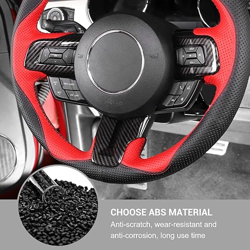 Miniatura 4 de Jimen Compatible con Ford Mustang 2015-2023, accesorios de moldura para volante (fibra de carbono)
