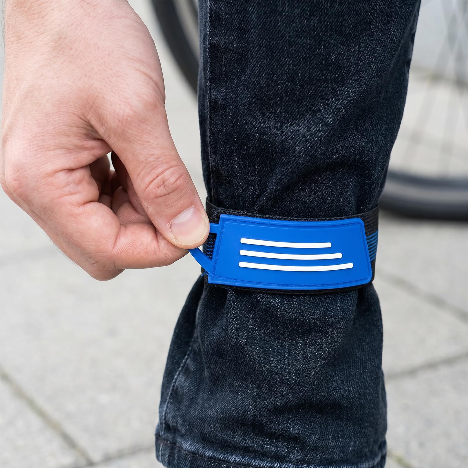8 Pezzi Mollette per Pantaloni da Bicicletta, Clip per Pantaloni da Ciclismo - Fasce Elastiche 28x3,5 cm con Chiusura a Strappo per Bici Jogging Trekking Outdoor