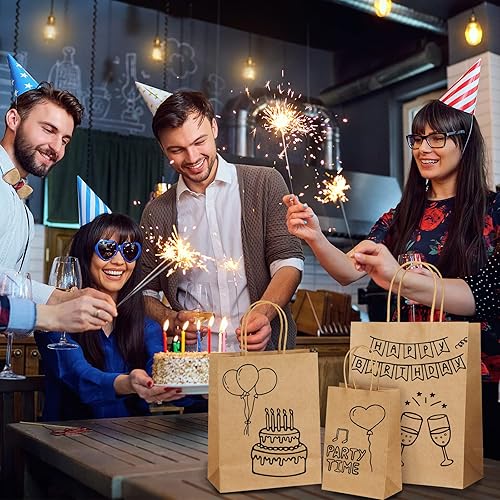 Miniatura 7 de TOMNK 180 bolsas de papel marrón con asas a granel, (81012.6 pulgadas), 60 por tamaño, bolsas de regalo de papel kraft de varios tamaños para
