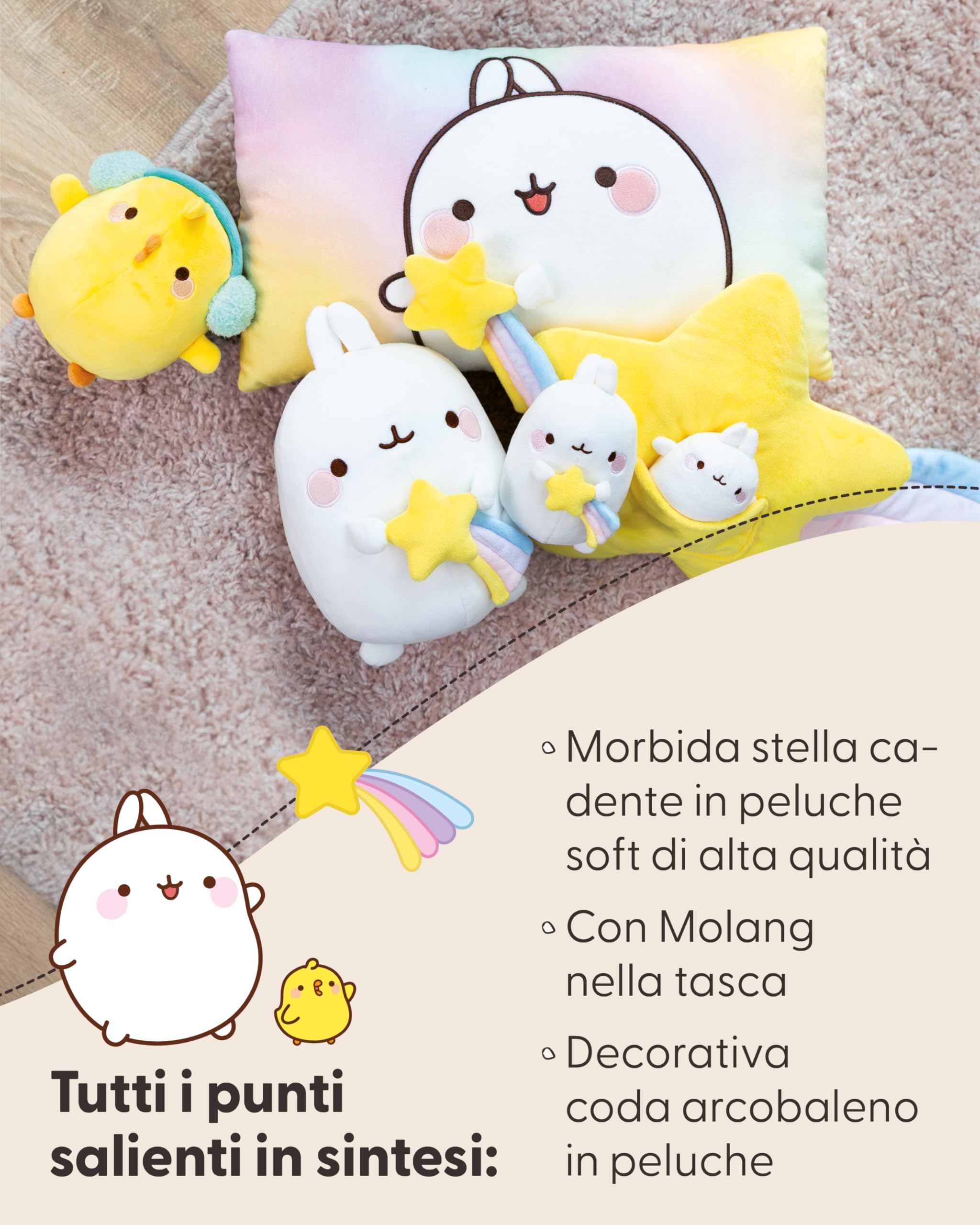 NICI Cuscino in Peluche a Forma di Stella cadente, Morbido e Ideale per Le Coccole di Bambini e Adulti, per casa, Asilo o in Viaggio, 40 x 28 cm, Giallo – 62222