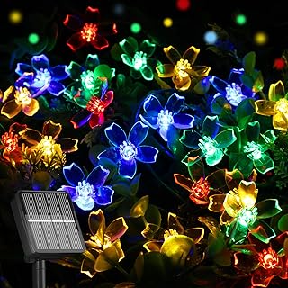 Solar String Lights for Outside,50 LED Solar Flower String Lights Outdoor Waterproof,Solar Powered Outdoor Decorative String Lights for Yard,Lawn,Fence,Flower Garden,Christmas Tree(Multi-Colored) - Buy now