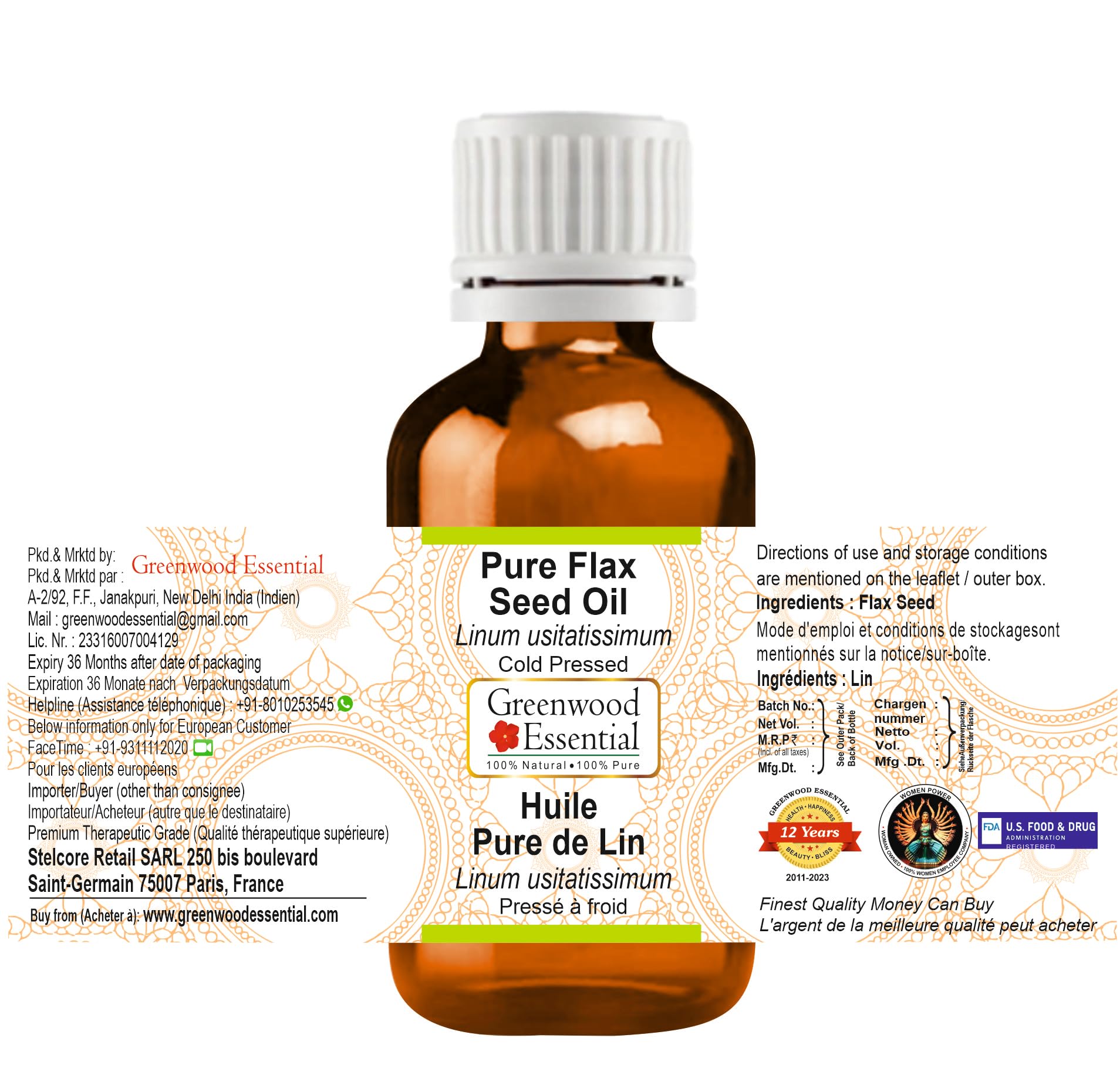 Amazon.com: Greenwood Essential Flax Seed Oil (Linum usitatissimum