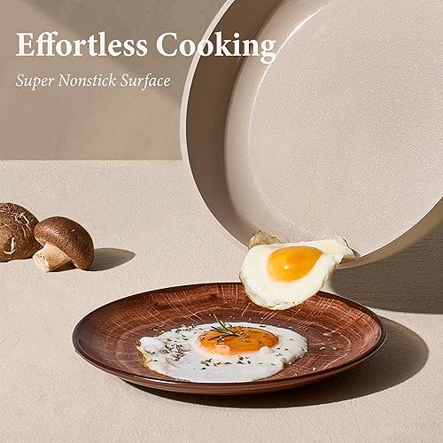 Miniatura 3 de CAROTE Juego de utensilios de cocina de cerámica antiadherente, 14 ollas y sartenes antiadherentes, no tóxico y sin PFAS, lavavajillas, juego de