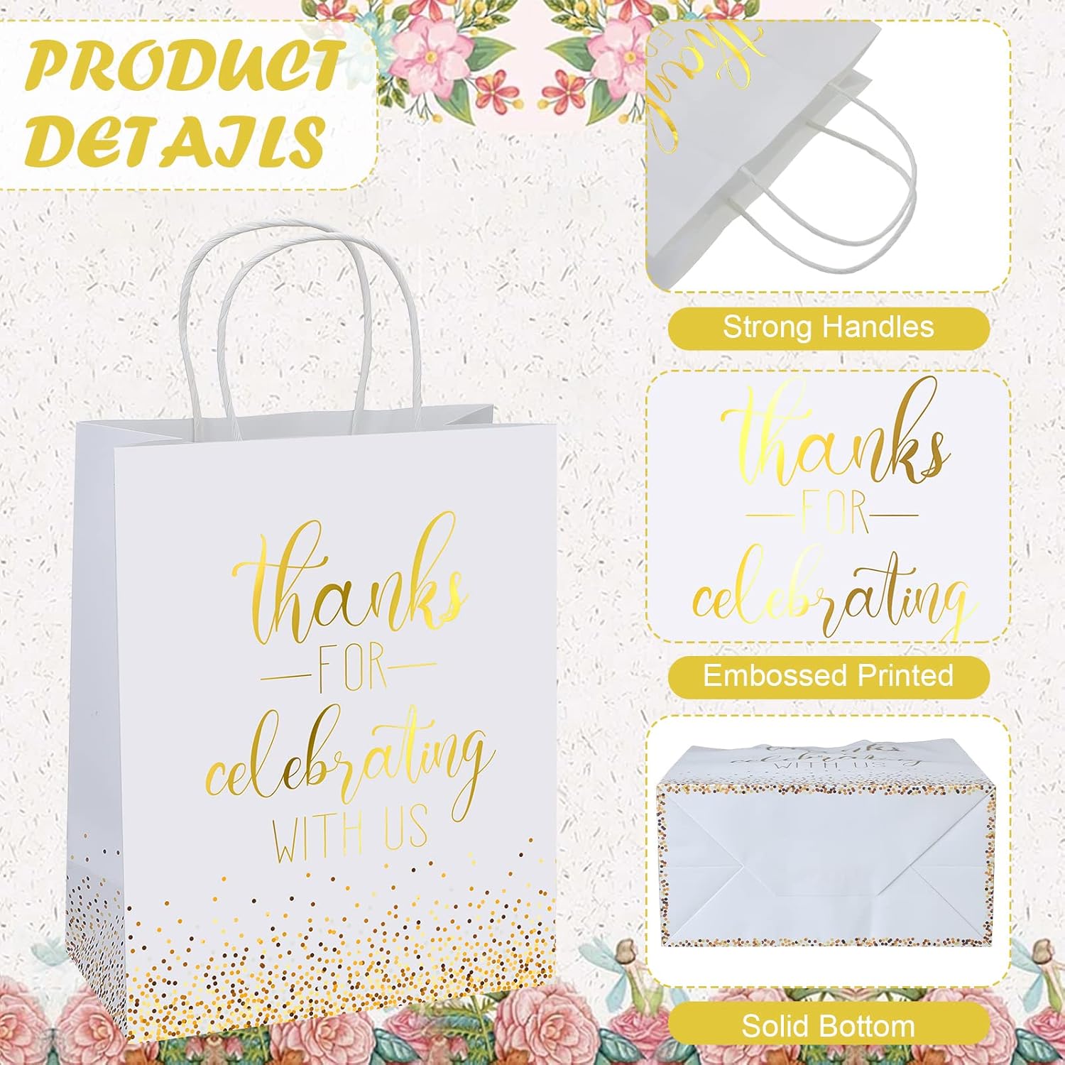 Queekay 36 Pcs Wedding Welcome Bags with Handles Large Wedding Gift Bags with 36 Tags for Guests Birthday Baby Shower Party Favors(Classic) - Image 3