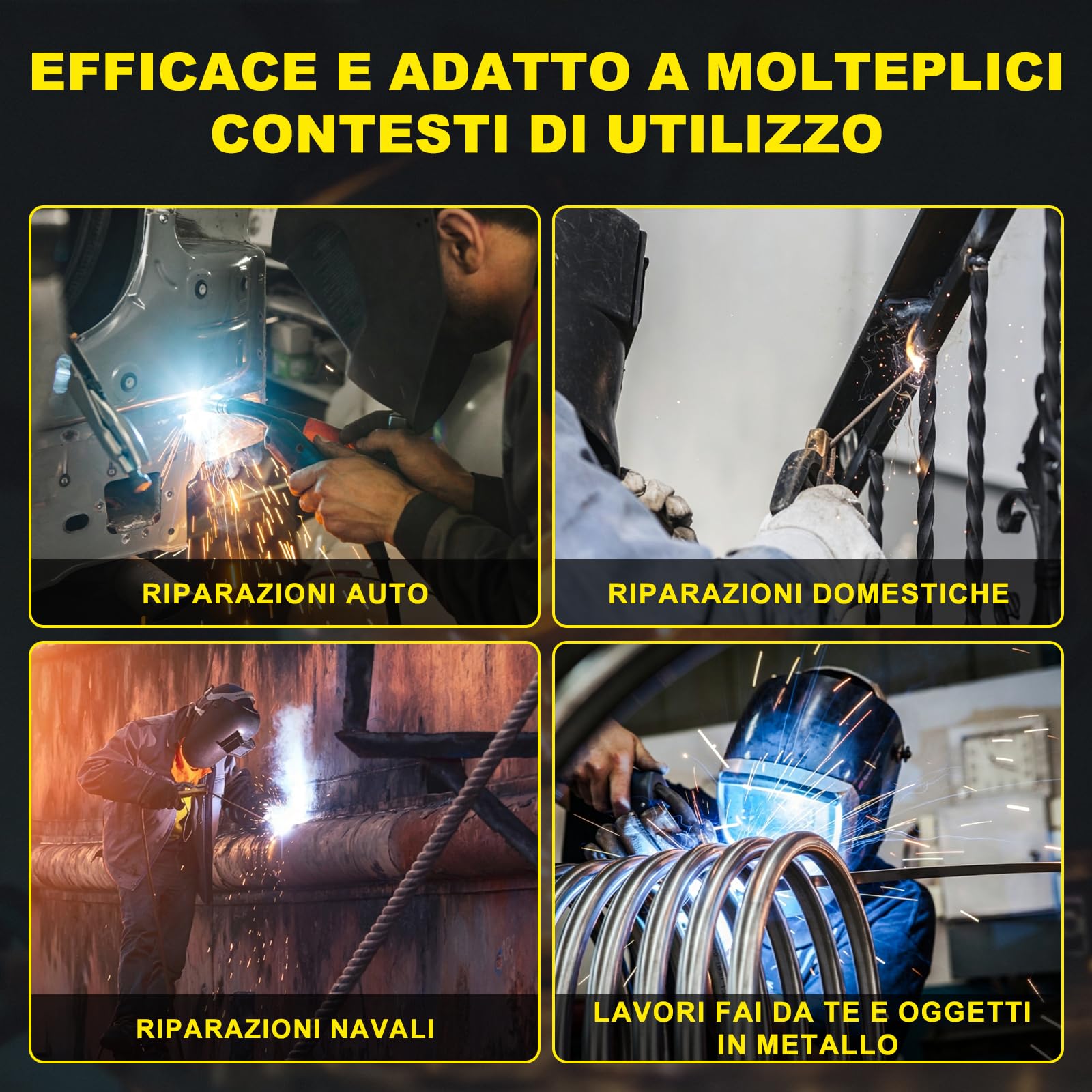 HAXIAOER 145A Saldatrice a Filo Continuo No Gas, 3 In 1 ARC/Flux MIG/MMA Lift TIG Saldatrice MIG con Luce LED, Compatta Saldatrice a Inverter, Avanzamento Filo Sinergico