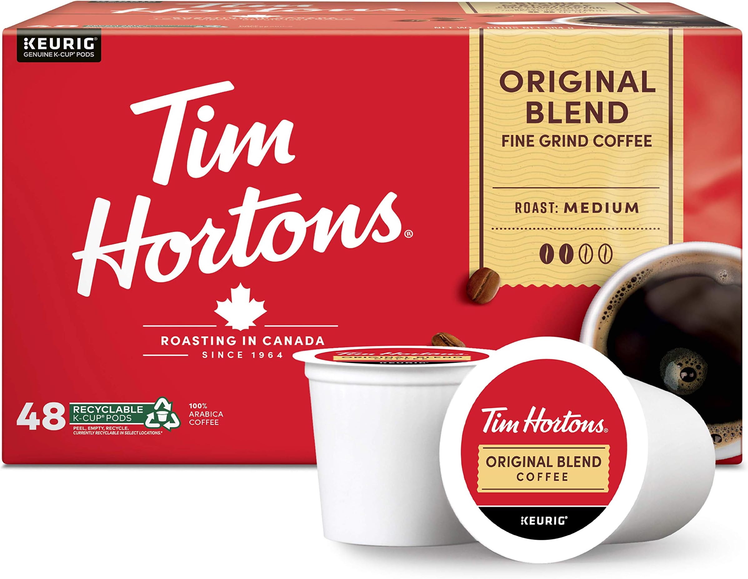 Original Blend, Medium Roast Coffee, Single-Serve K-Cup Pods Compatible with Keurig Brewers, 48ct K-Cups