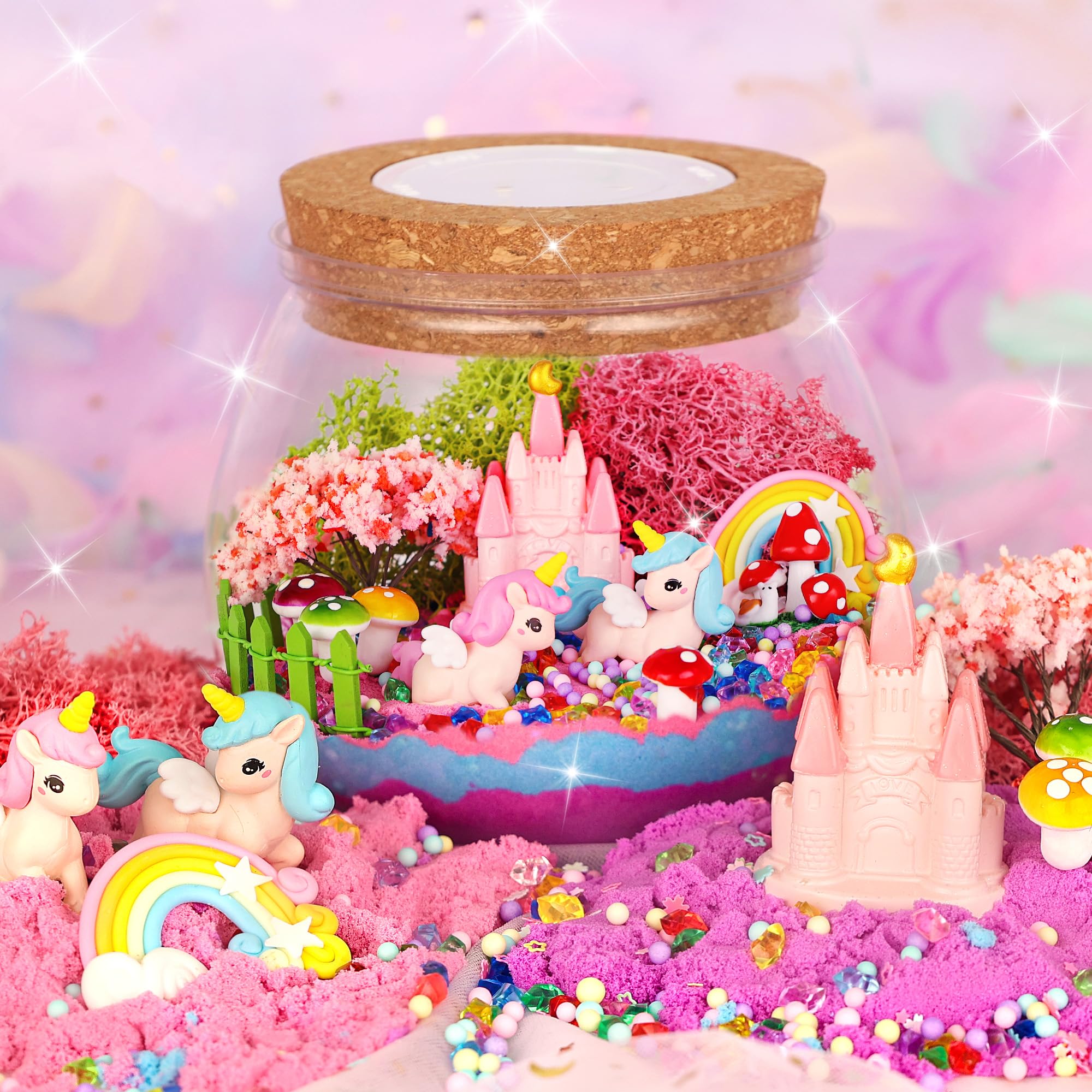 Nicella Unicorn Light-Up Terrarium Kit for Kids - LED Night Light Birthday Gift for Girls Ages 4 5 6 7 8-12 Year Old - Unicorn Toys for Girls - DIY