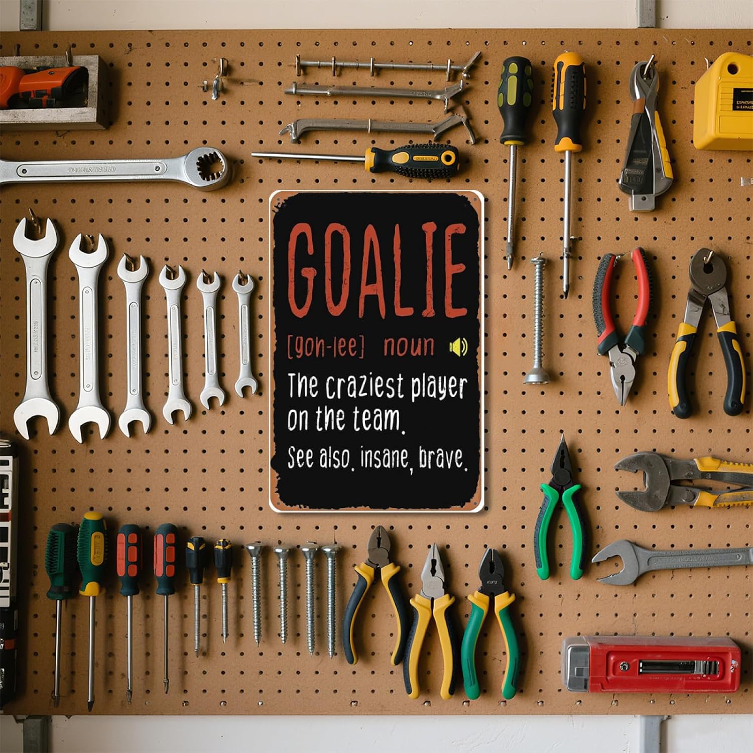 8x12 Inch Metal Sign Featuring Elegant Soccer Goalie Hockey Goalkeeper Goaltender Definition Tin Sign Decor With Distinctive Artistic Fonts For Residential Living Room Display image 2