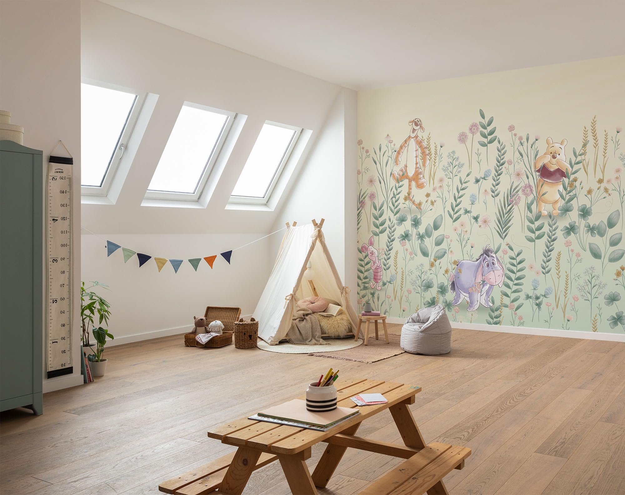 Disney Vlies Fototapete -Winnie the Pooh Hide and Seek - Größe 300 x 250 cm - Kinderzimmer, Tapete, Kindertapete