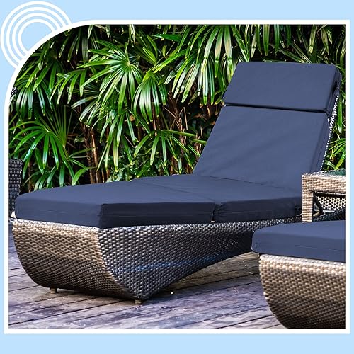 Miniatura 7 de Geelin Cojín para silla de exterior, 21 x 72 pulgadas, para asiento profundo de playa, respaldo alto, cojín de repuesto para exteriores,