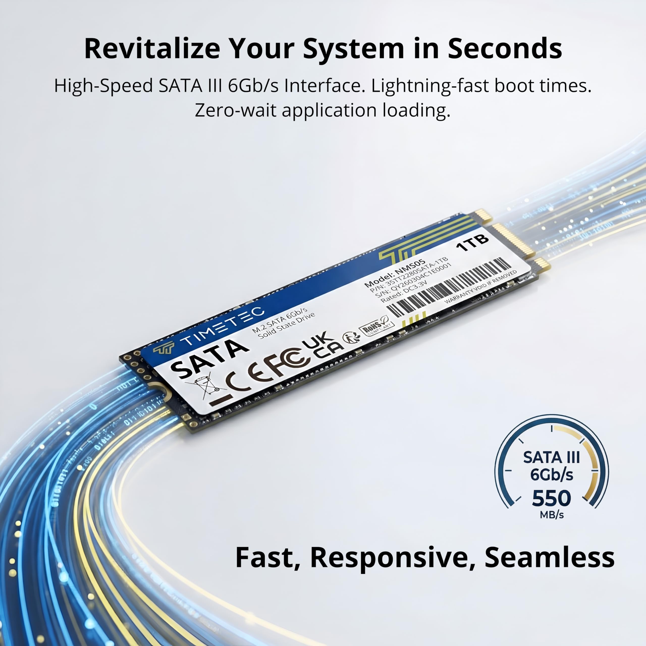 Timetec 1TB SSD 3D NAND TLC SATA III 6Gb/s M.2 2280 NGFF 512TBW Read Speed Up to 530MB/s SLC Cache Performance Boost Internal Solid State Drive for PC Computer Laptop and Desktop (1TB)