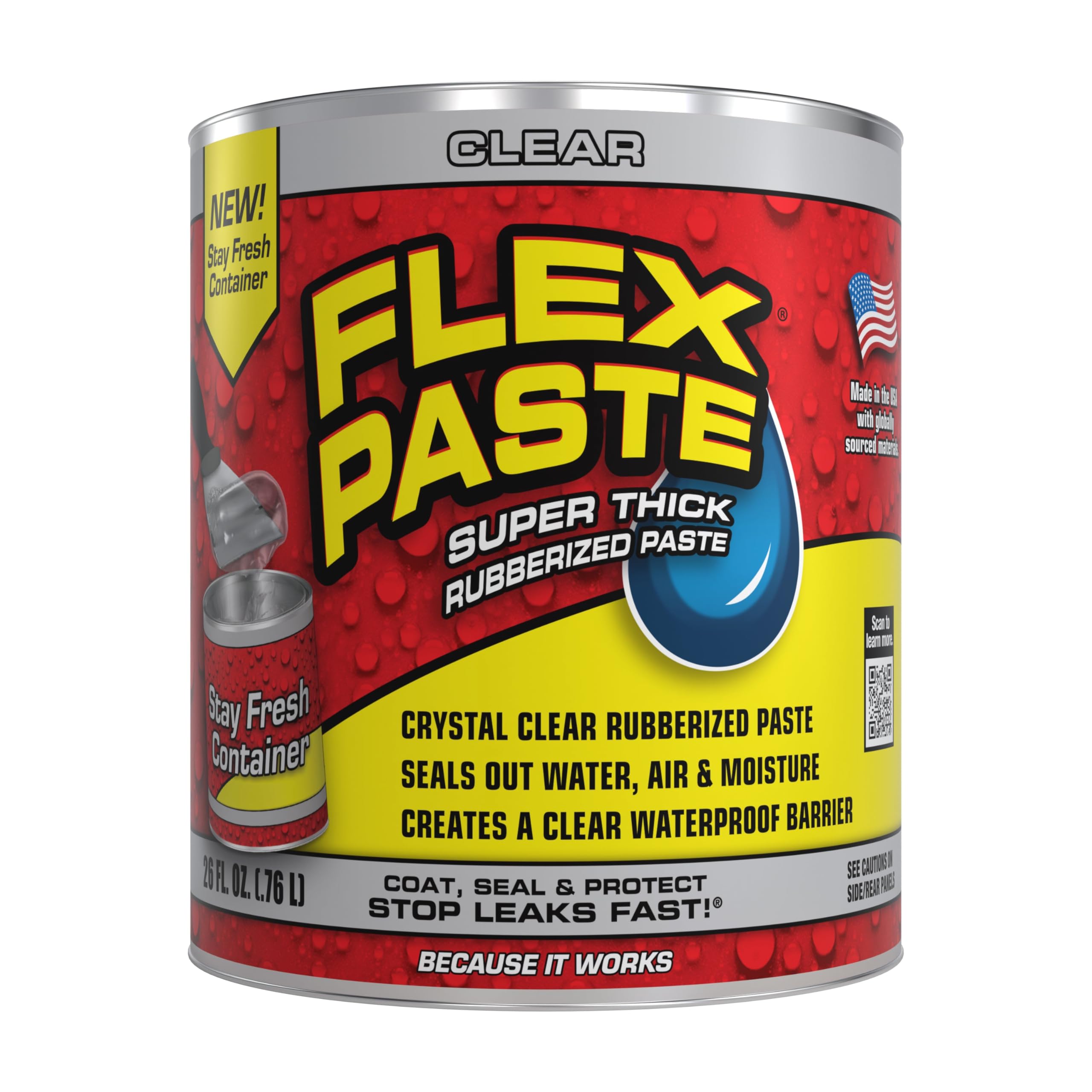 Flex Paste, Waterproof Paintable Putty, Spackle Sealant, Fill Gaps Cracks Holes - Block Out Water and Air - UV Resistant - Walls, Drywall, EPDM,