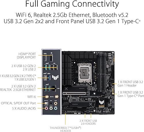 Miniatura 6 de ASUS TUF GAMING B760M-PLUS WIFI D4 Intel 13 y 12 generación LGA 1700 mATX PCIe 50 2 ranuras PCIe 40 M2 DDR4 WiFi 6 LAN de 25 Gb USB 32 Gen 2x2