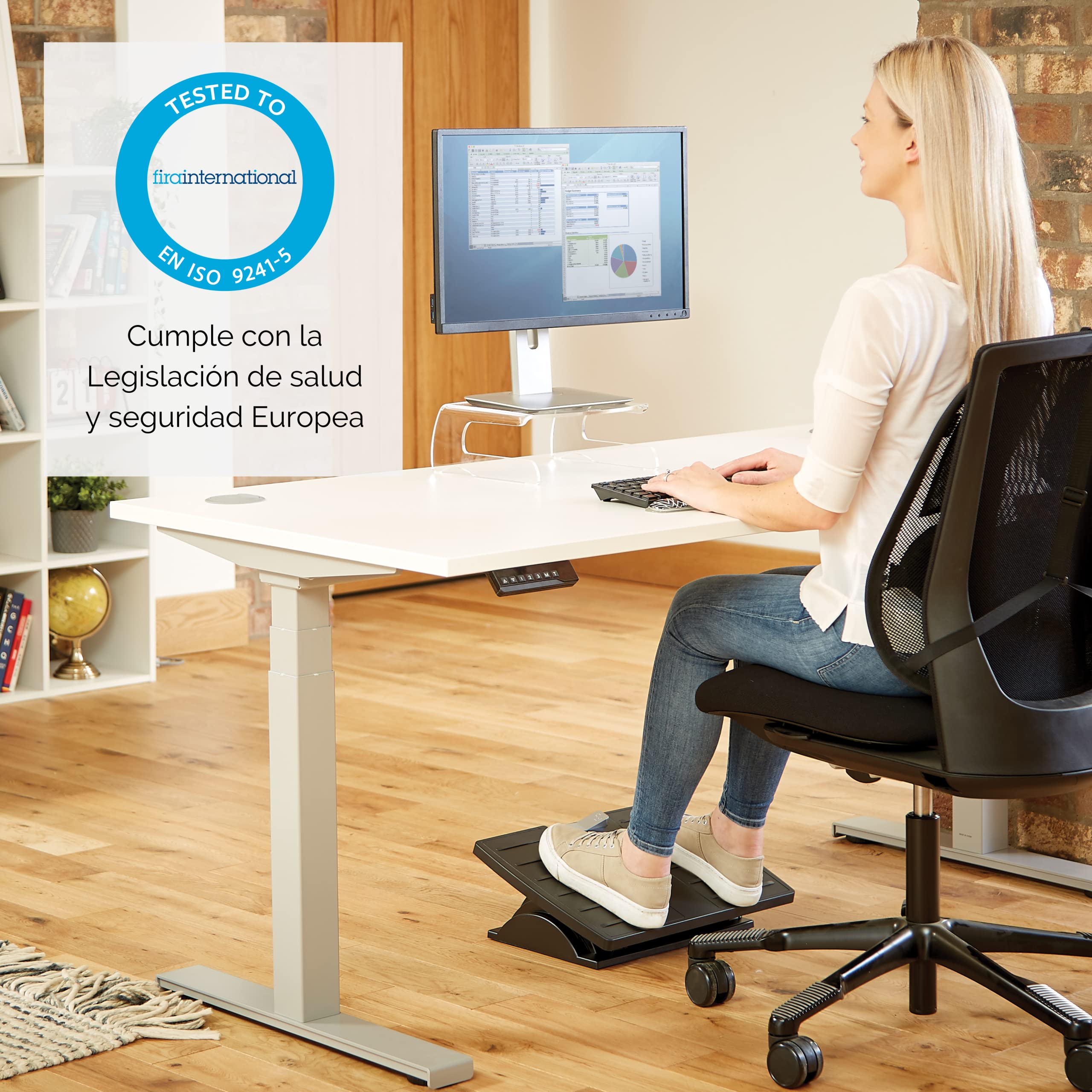 Fellowes Clarity Monitorständer – Transparent, Höhenverstellbar, FIRA-zertifiziert, Für Monitore Bis 6,5 Kg