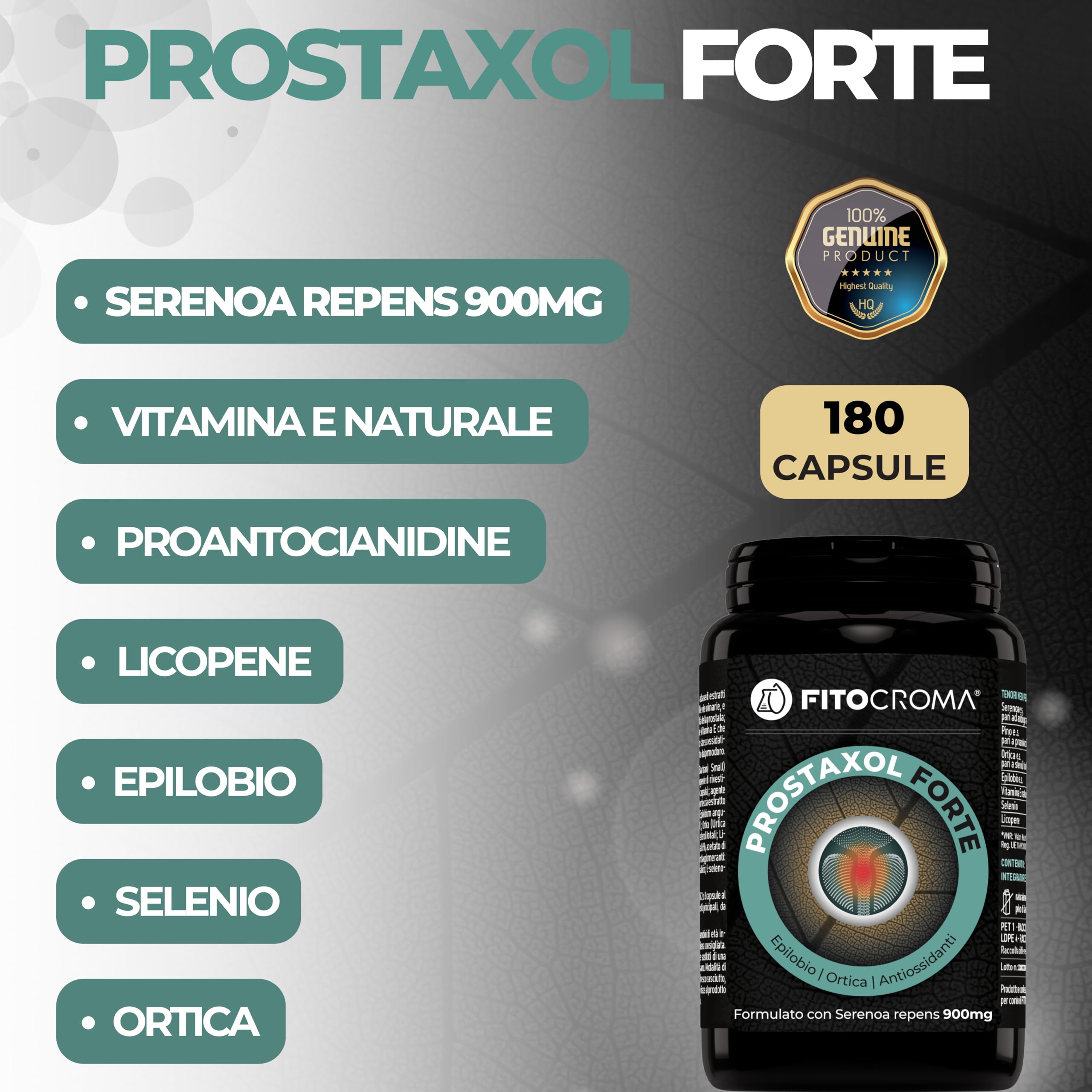 SERENOA REPENS FORTE 900MG - 180 capsule - Saw palmetto prostata, Integratore prostata, con Ortica, Epilobio, Licopene, Vit.E, Selenio e Proantocianidine, Formula Strong