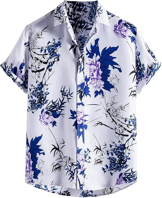 Amazon アロハシャツ 半袖シャツ メンズ 総柄シャツ 花柄 和柄シャツ サラサラ快適 夏服 派手 オシャレ 通気性 速乾性 薄手軽量 大きいサイズ 女性も着れる Multicolor M シャツ 通販