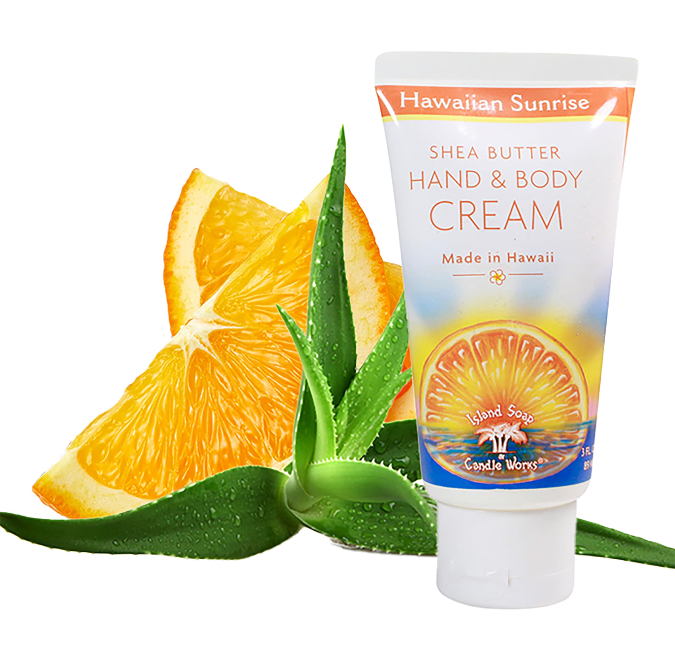 Island Soap and Candle Works Shea Butter Body Cream for Men and Women - Body Moisturizer for Dry Skin - Beauty and Personal Care - Hawaiian Gifts - Hawaiian Sunrise, 3 Fl oz. Bottle