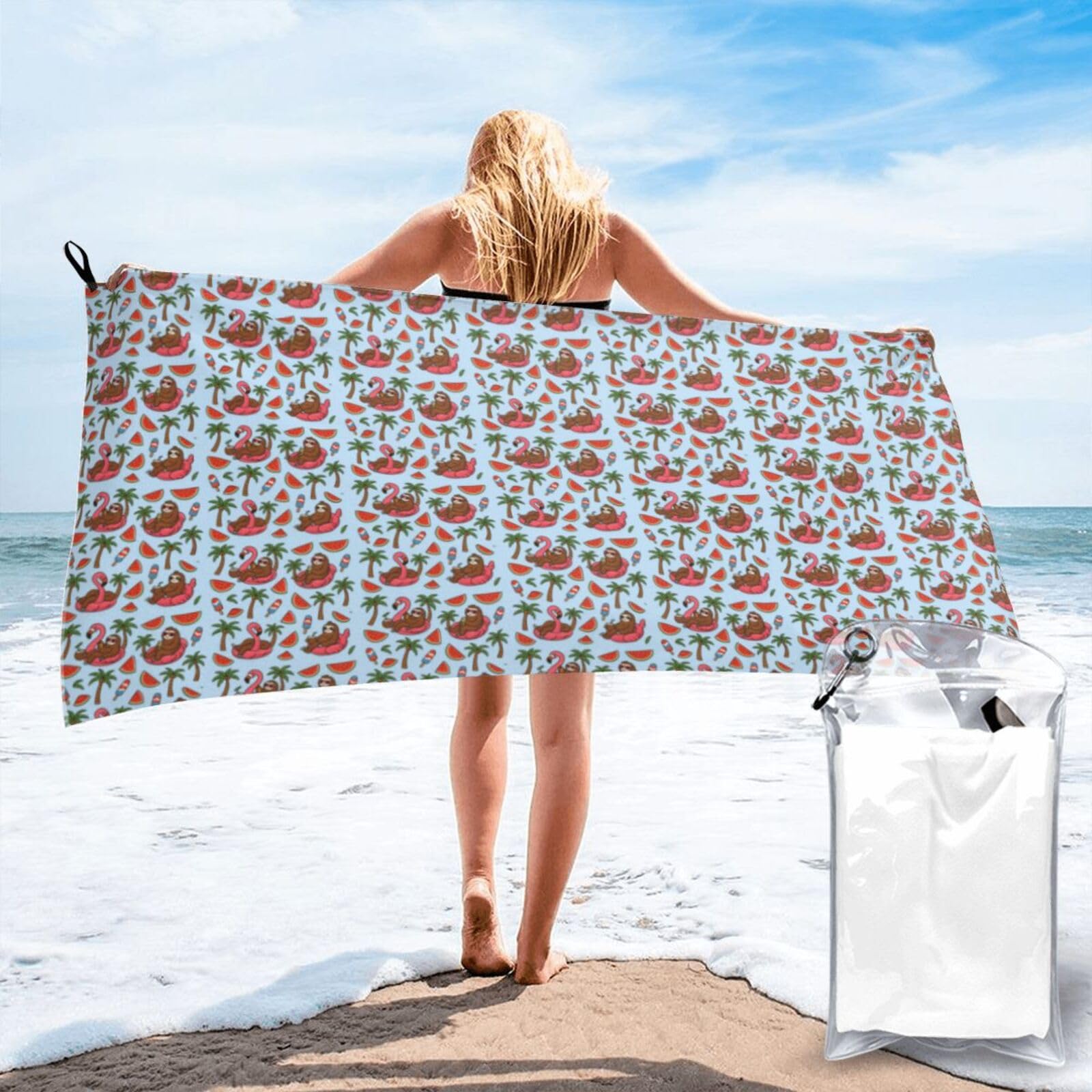FHIZOAL Tropical Summe Quick Dry Towel Microfibre Towel Super Absorbent Ultra Compact Gym Sports Beach Camping Travel