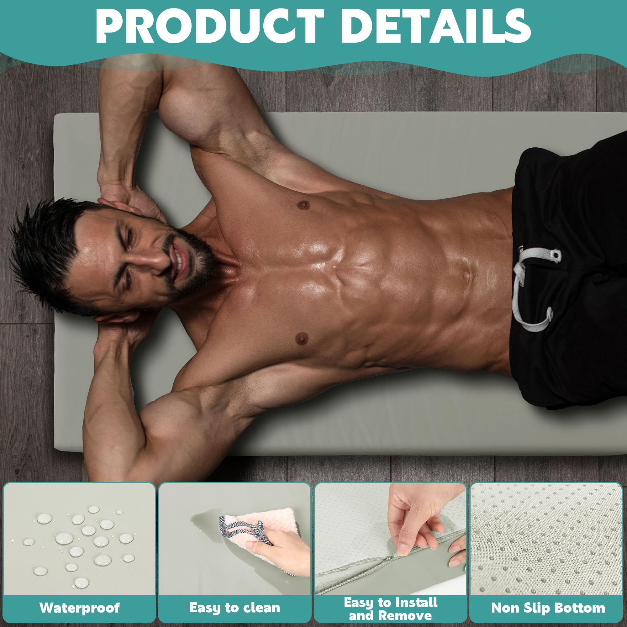 MABOZOO 7,6 cm dicke Yogamatte, extra dicke Gymnastikmatte mit Tragegriffen für Männer und Frauen, PU-Leder, reißfest, Fitnessmatte, Schaumstoff-Übungsmatte für Yoga, Pilates, Stretching