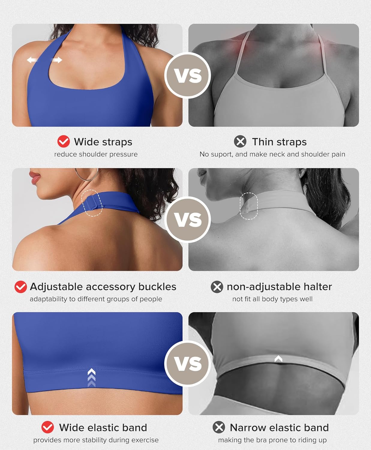 BRXL Women's Halter Adjustable Sports Bras Open Back Padded Workout Gym Yoga Crop Tank Tops - Image 2